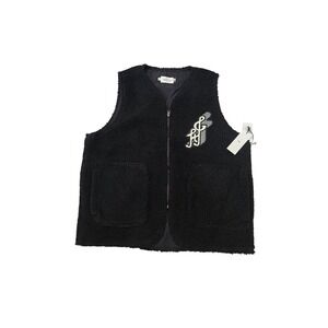 Honor‎ The Gift Notes Teddy Vest Mens XL Black Embroidered Logo Full Zip